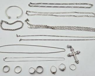 900  Sterling Silver Jewelry, 187g 