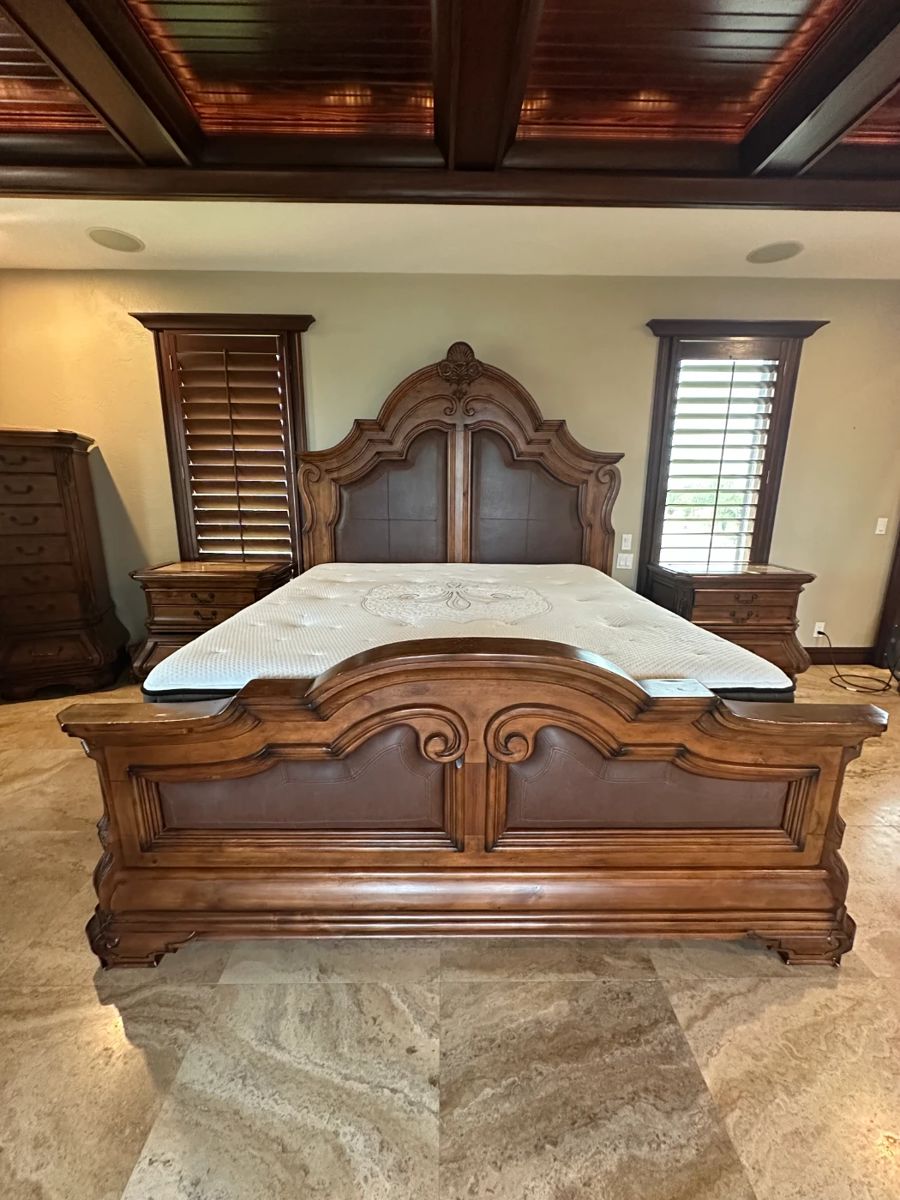 Mahogany King Size Bed with Mattress $500