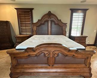 Mahogany King Size Bed with Mattress $500