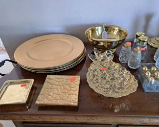BRASS AND GOLD LOOK TABLE ITEMS