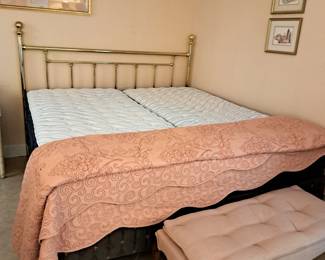 BRASS  HEADBOARD, KING BED, BENCH