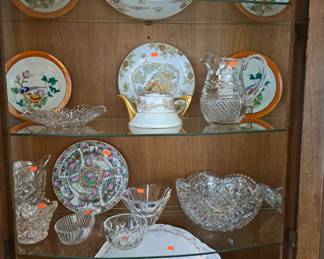 NICE CUT GLASS AND ORIENTAL PLATES