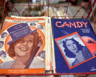 vintage sheet music and music books