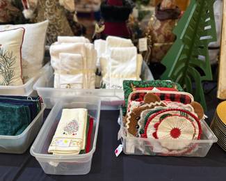 Lots of Christmas linens
