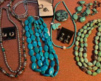 BEAUTIFUL JEWELRY. STERLING, 14KT, TURQUOISE, PEARL, AMBER AND MUCH MORE.