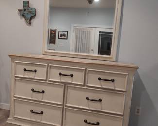 King size bedroom set (includes headboard, dresser w/ attached mirror, and 1 nightstand)