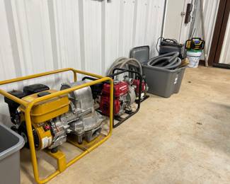 4 inch diaphragm pump, 2 inch Honda water pump, 1 inch Honda water pump, pond vacuum