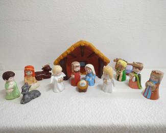 hand painted ceramic nativity set