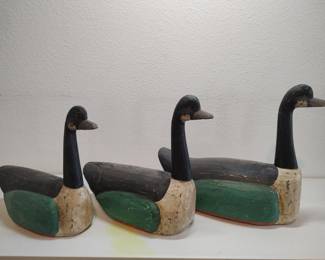 Set of 3 carved wood geese