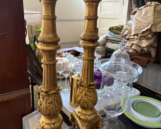 Tall candle holders painted gold