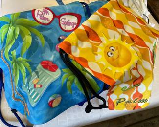 Palm Springs and Sunface tote bags