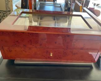 Burled wood watch display box