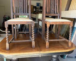 Dining table, barley twist set of 4 chairs
