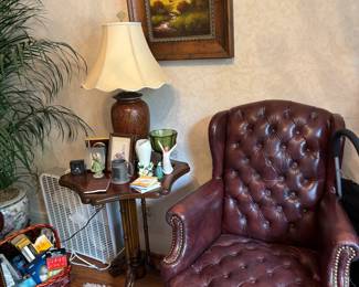 Leather wingback chair