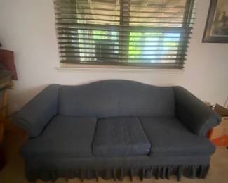 Sofa - Blue Dot Fabric, Skirted - 77"W x 16"D x 35"H