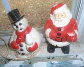 Hard plastic Santa ansd Snowman (lighted)