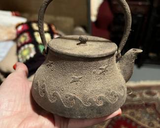 Antique Tetsubin Traditional Japanese Tea Kettle Cast Iron
