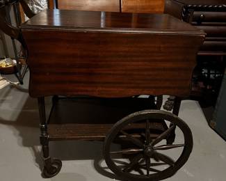 Vintage Mahogany drop-leaf tea cart