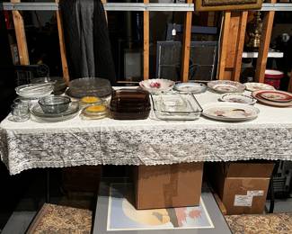 Pyrex, Anchor, Corning Ware and Antique platters