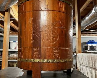 Vintage 1950’s  Asian Carved Drum Table