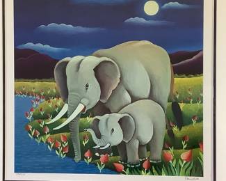 Naive style elephant art