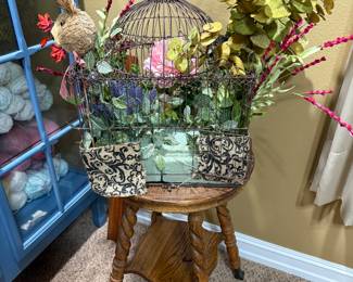 Wood Table, Birdcage Arrangement