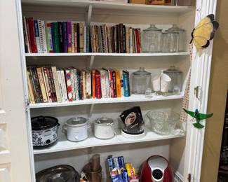 Cookbooks, Small Appliances, Glass Jars, etc.