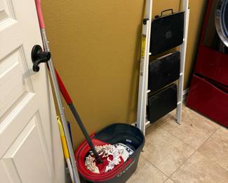 Cleaning items and step ladder
