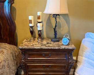 Nightstand, lamp, candles