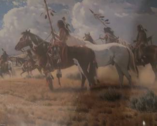 Artwork.  FOLLOWING THE HERD by Richard Luce  signed, numbered and framed large wall print