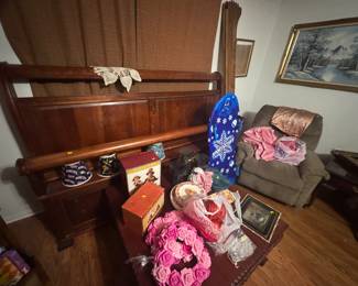 King size Sleigh bed with rails. No mattress