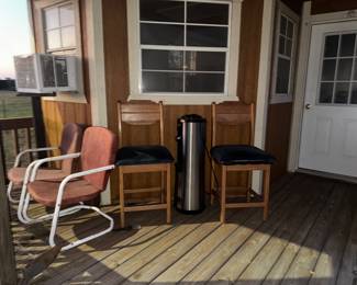 Vintage metal lawn chairs, water cooler etc