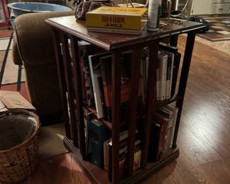 Swivel side table book rack