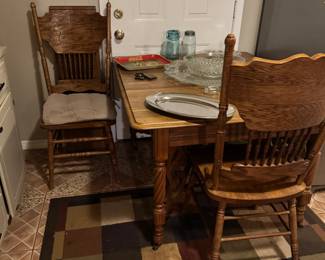 Nice oak table,  10 matching chairs