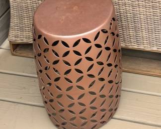 Lace Cut Metal Accent Side Table in a copper finish.
By Powell Shanice
