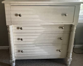 Farmhouse painted off white chest of drawers, four drawers, 43 inches wide by 44 inches tall by 23 inches deep. heavy duty, real wood.