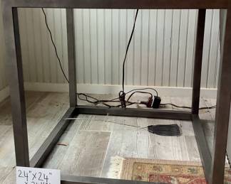 industrial-style metal And wood end table...24" by 24"