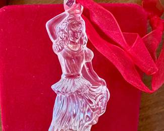 Waterford crystal ornament w/case, pouch & box