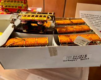 6 new - Double Decker Bus ornaments - Roman Inc. made in Germany