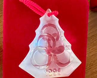 Waterford crystal ornament w/case, pouch & box