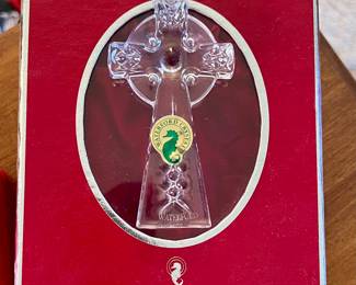 Waterford crystal ornament w/case, pouch & box