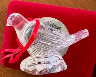 Waterford crystal ornament w/case, pouch & box