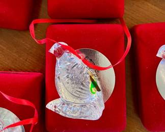 Waterford crystal ornament w/case, pouch & box