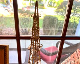 1980's Brass Oil Well Derrick, 24K Gold Plated - signed De Mott