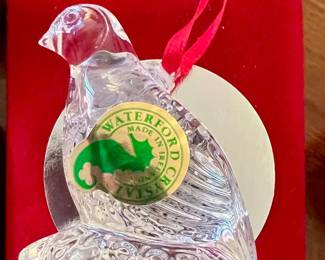 Waterford crystal ornament w/case, pouch & box