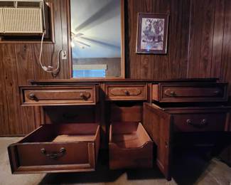 9 drawer wood dresser and mirror