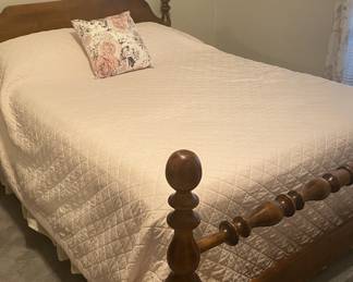 Vintage solid wood queen bed frame.