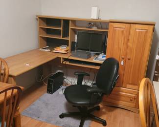 Modern corner desk with storage cabinet