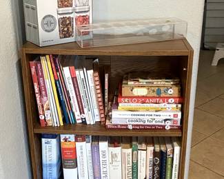Cookbooks and bookshelf