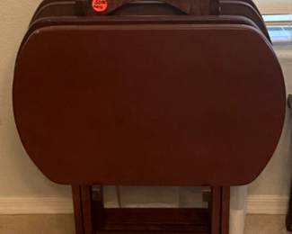 Cherry finish TV tray set. 2 sets available.